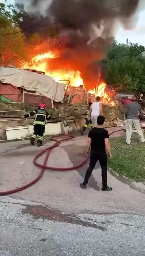 Alev alev yanan ahır küle döndü