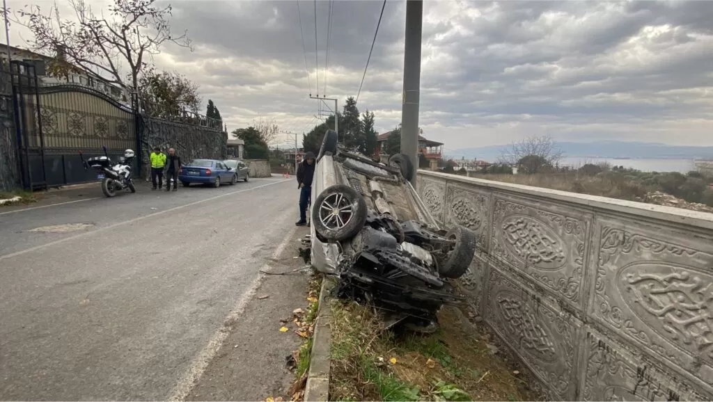 Kontrolden çıkan otomobil takla attı