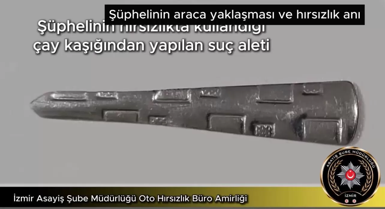 ‘Çay kaşığı’ ile otomobil çaldı