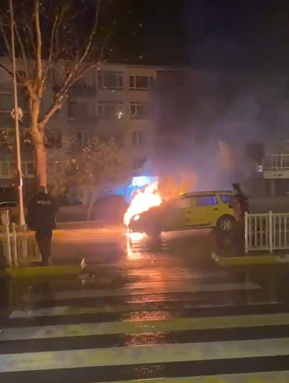 Yalova’da taksi alevlere teslim oldu
