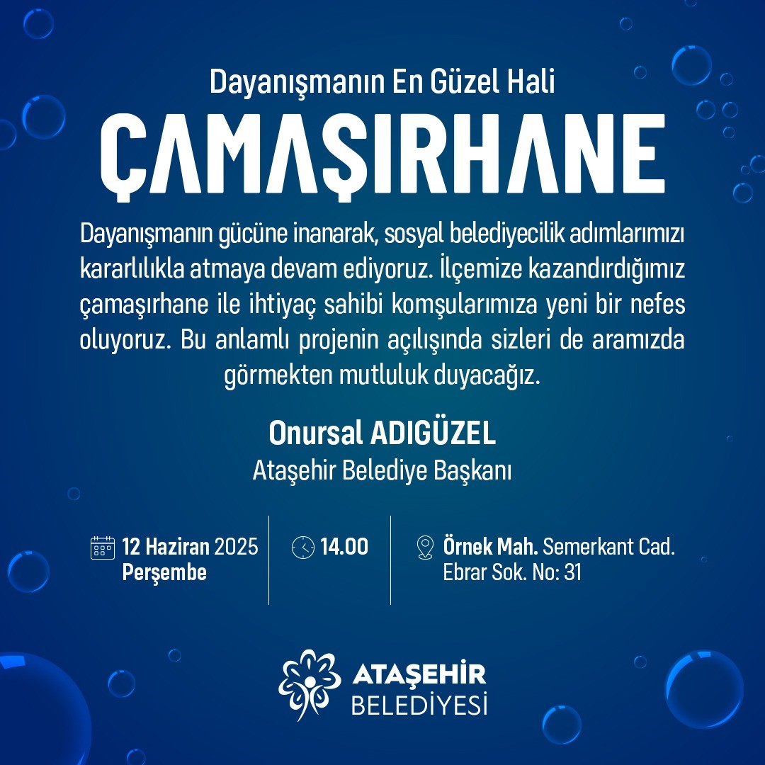 Ataşehir Belediyesi’nden ücretsiz çamaşırhane hizmeti
