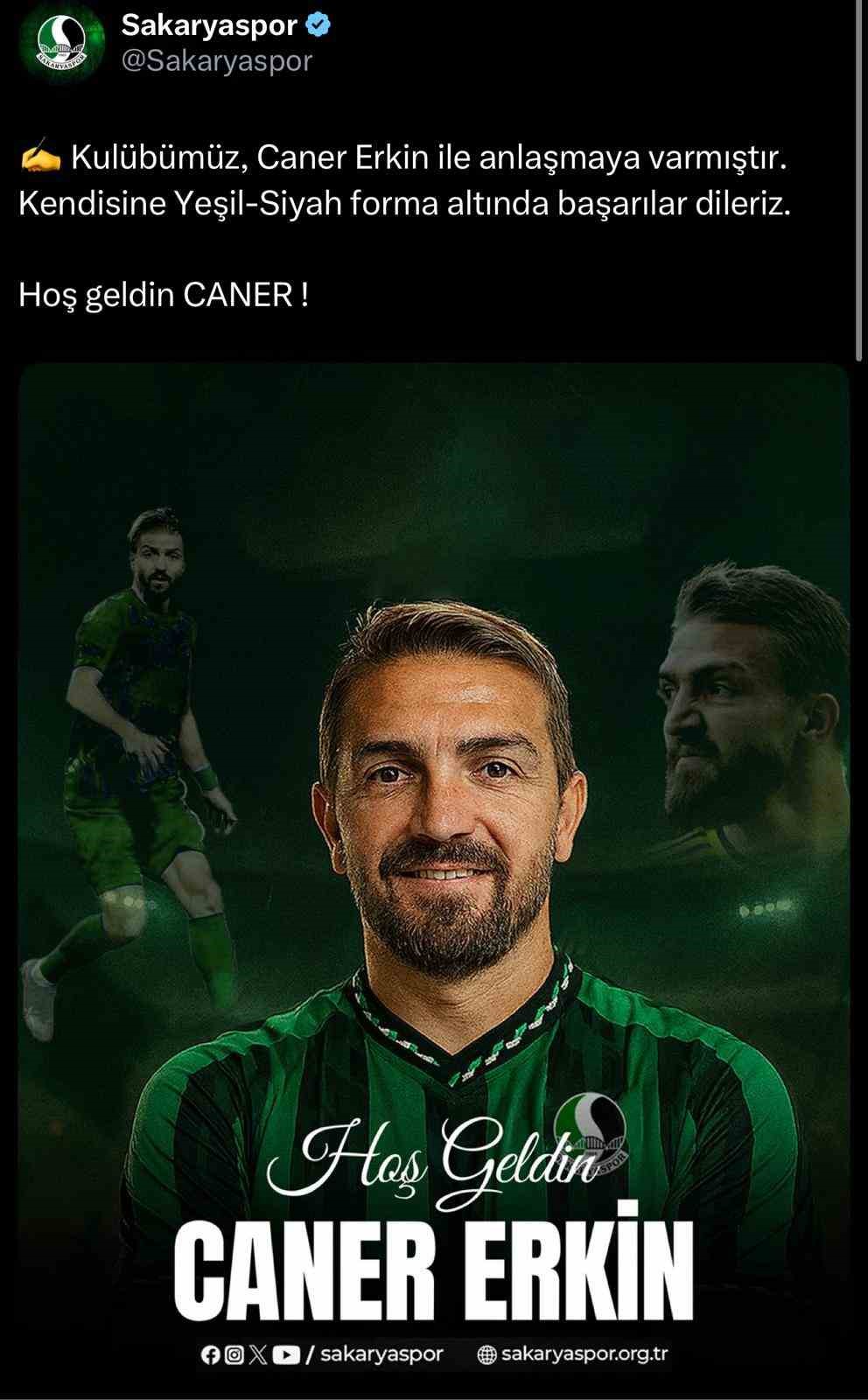 Sakaryaspor Caner Erkin’i kadrosuna kattı

