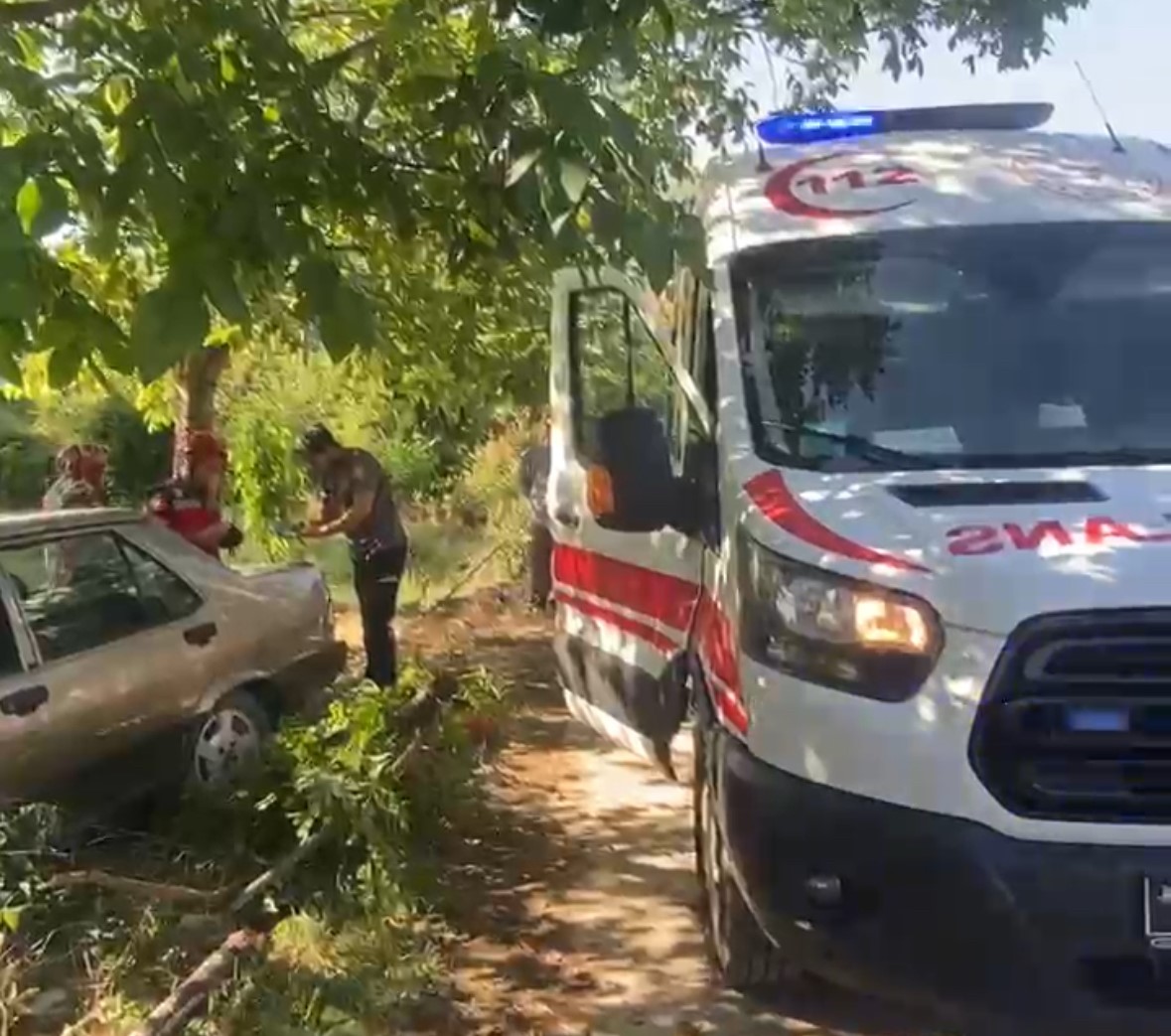 Kontrolden çıkan Tofaş ağaca çarptı: Karı-koca yaralandı
