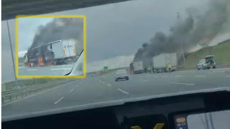 Kuzey Marmara Otoyolu Gebze Mevkiinde Tır Yangını