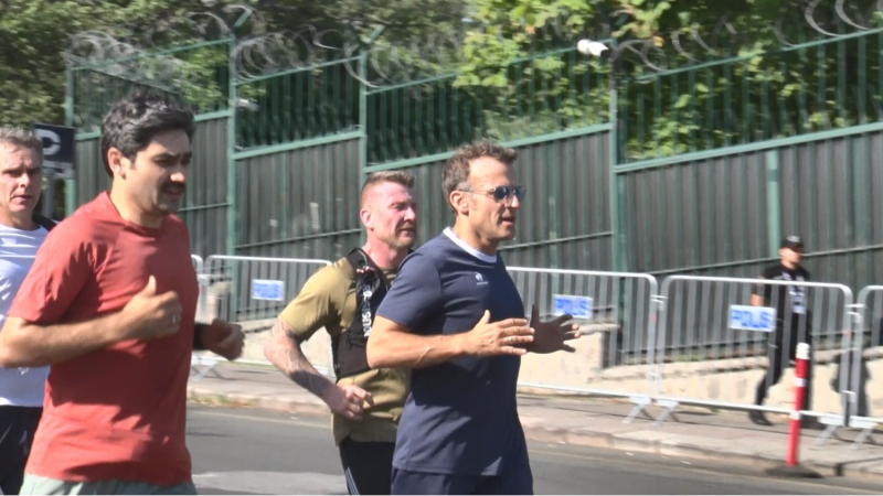 Fransa Cumhurbaşkanı Macron, Ankara'da sabah koşusu yaptı