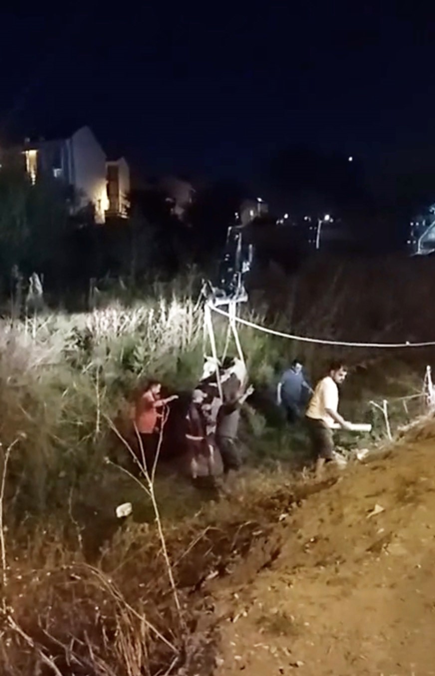 İstanbul’da iş makineli inek kurtarma operasyonu