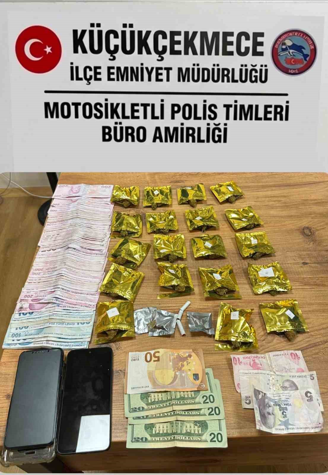 Küçükçekmece’de durdurulan araç, uyuşturucu kuryesi çıktı: 1 tutuklama
