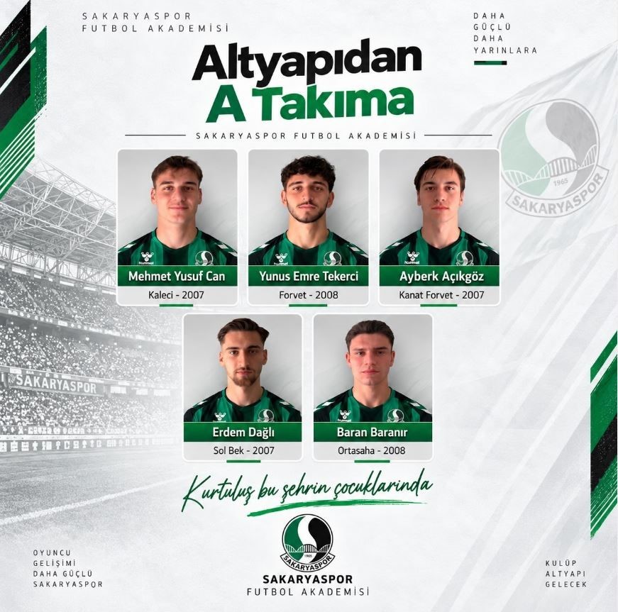 Sakaryaspor altyapısından 5 genç oyuncu A takıma yükseldi
