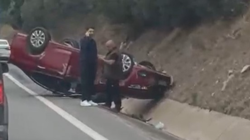 Otomobil takla attı, facianın eşiğinden dönüldü
