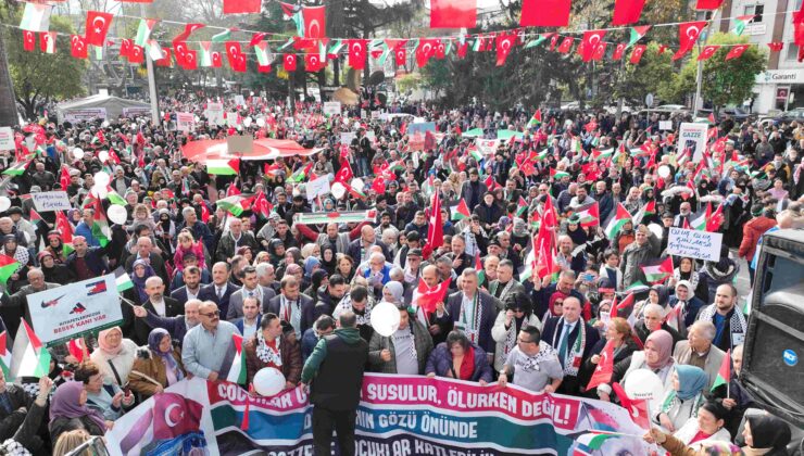 Gölcük’te binlerce kişi Filistin için yürüdü