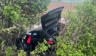 TEM’de bariyerleri aşan otomobil şarampole uçtu: 4 yaralı