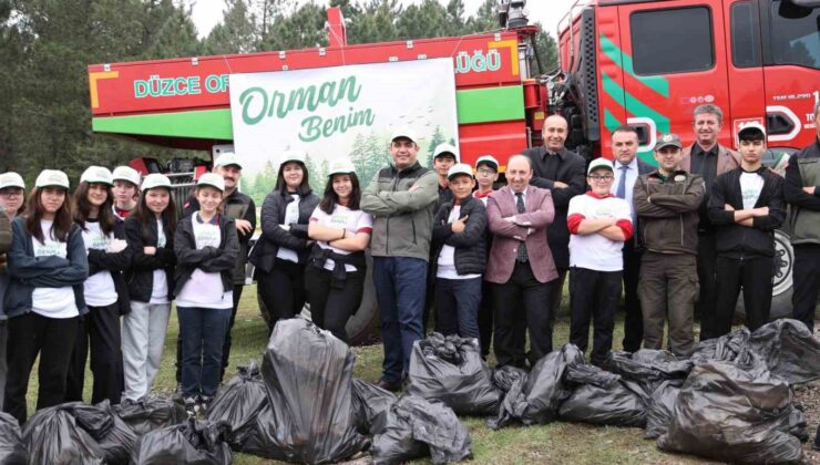 Vali Aslan öğrencilerle ormanda temizlik yaptı