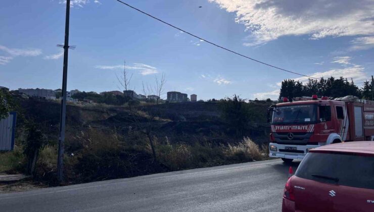 Beylikdüzü’nde otluk alanda korkutan yangın