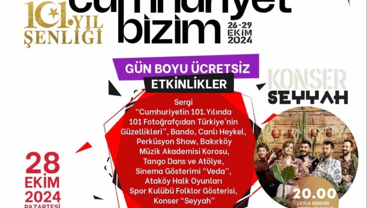 Bakırköy’de Cumhuriyet Bayramı ’101. Yıl Şenliği’ ile kutlanacak