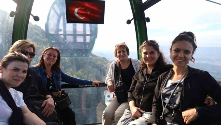 Kadın muhtarların teleferik heyecanı