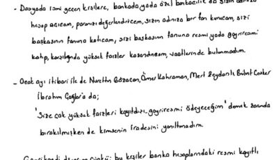 Erzan’dan duruşma öncesi mahkeme heyetine mektup: Erzan iddiaları kabul etmedi, bir çok ismi tefecilikle suçladı